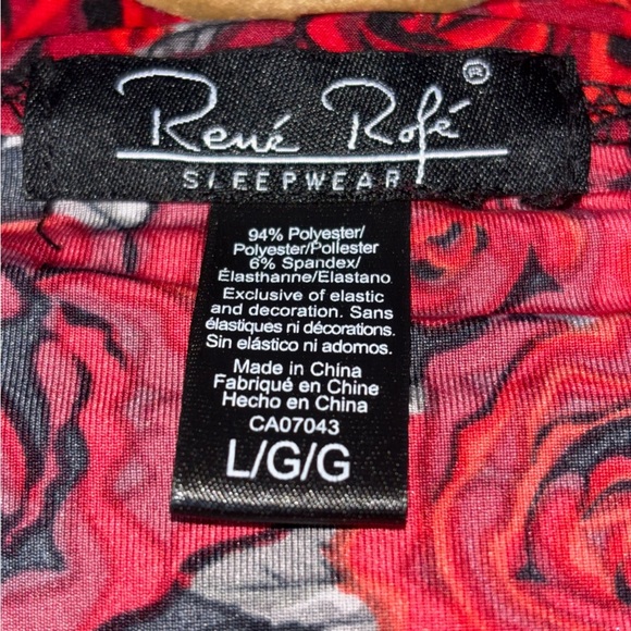 Rene’ Rofe Elegant Red Floral Women Robe Large Open Front Waist Tie Knee Length - Picture 2 of 8